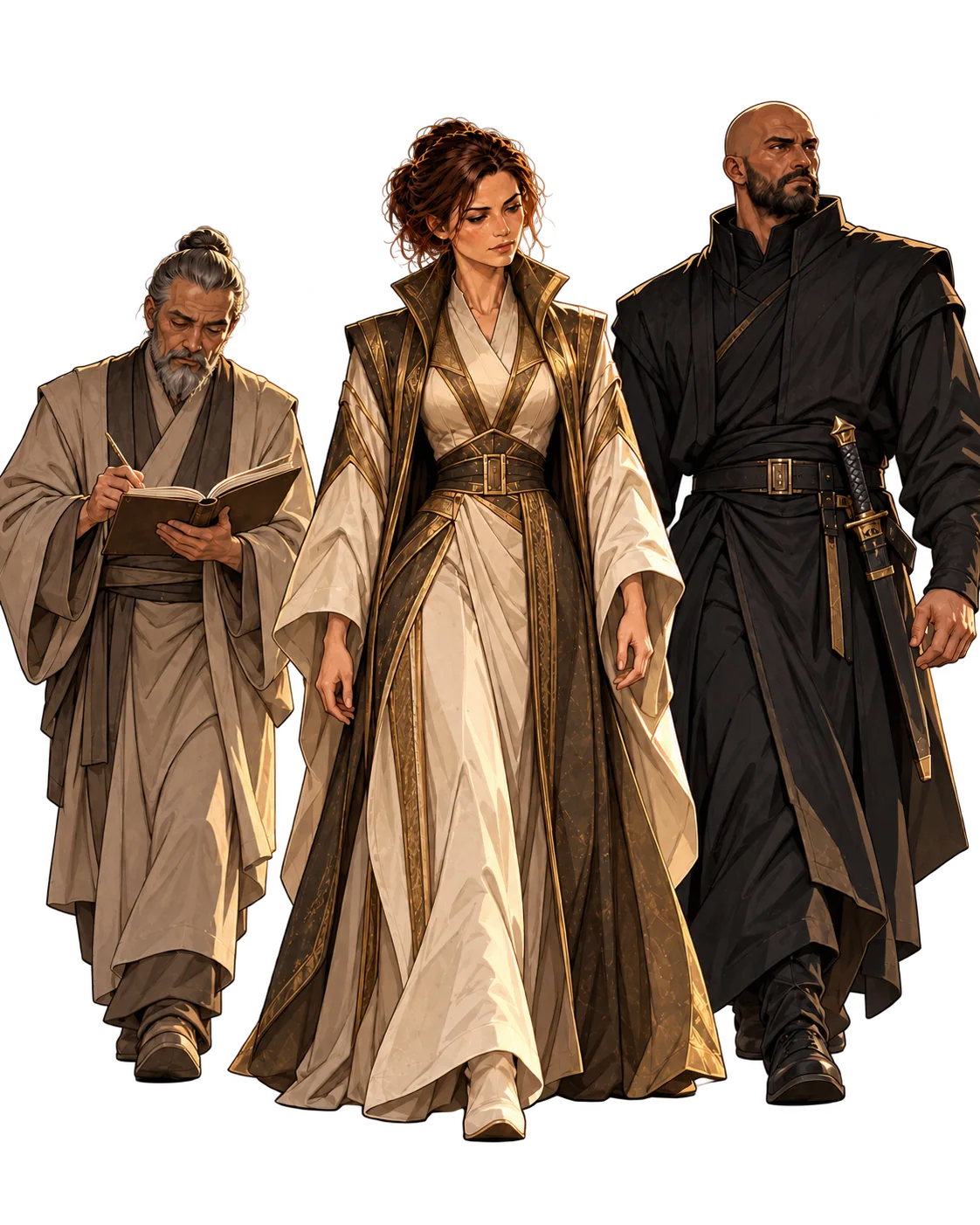 Selene Aris with two other characters from Nexus: Downfall.